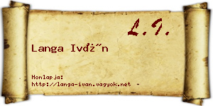 Langa Iván névjegykártya
